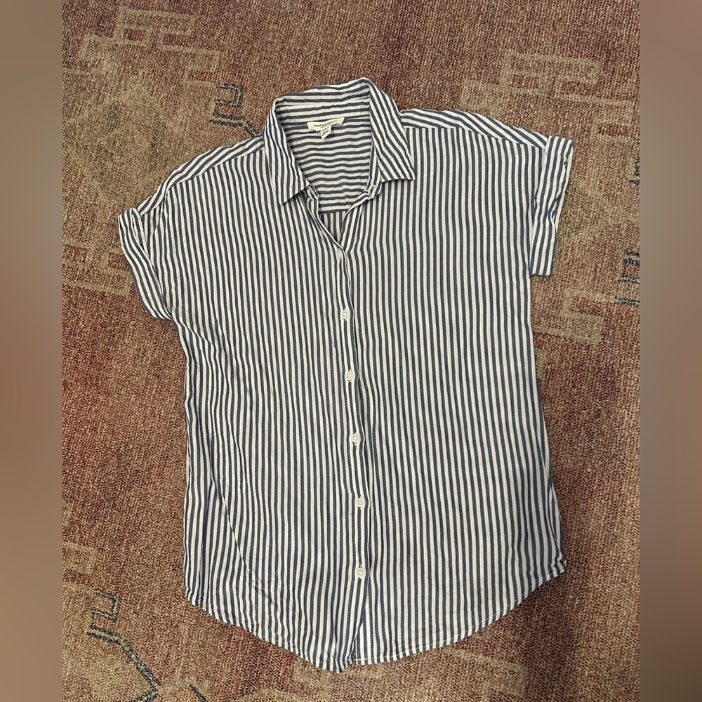 Beach lunch lounge striped button down short sleeve top size small